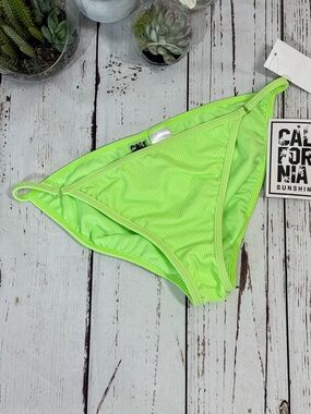 California Sunshine Neon Green String Bikini Bottom Large